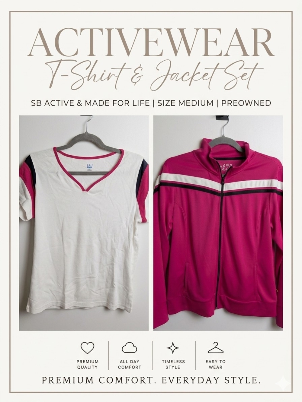 ✨ SB Active & Made for Life Magenta Stripe Set | Size Medium M ✨